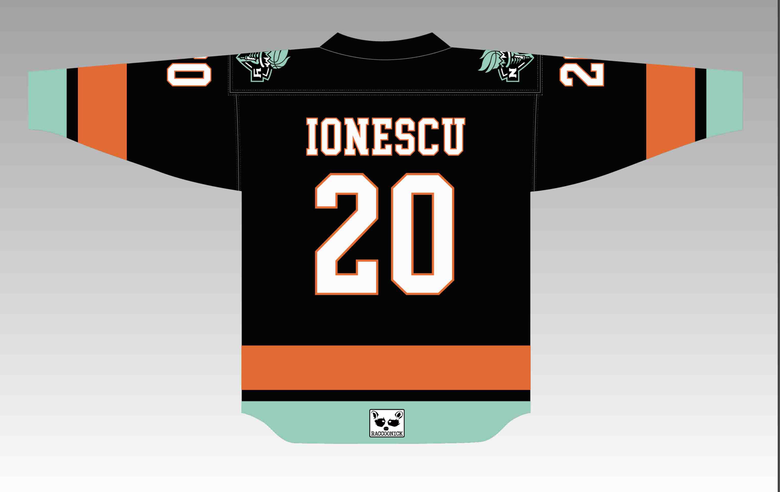 Custom NY Liberty Hockey Jersey - Black/Copper/Sea Foam - Image 3
