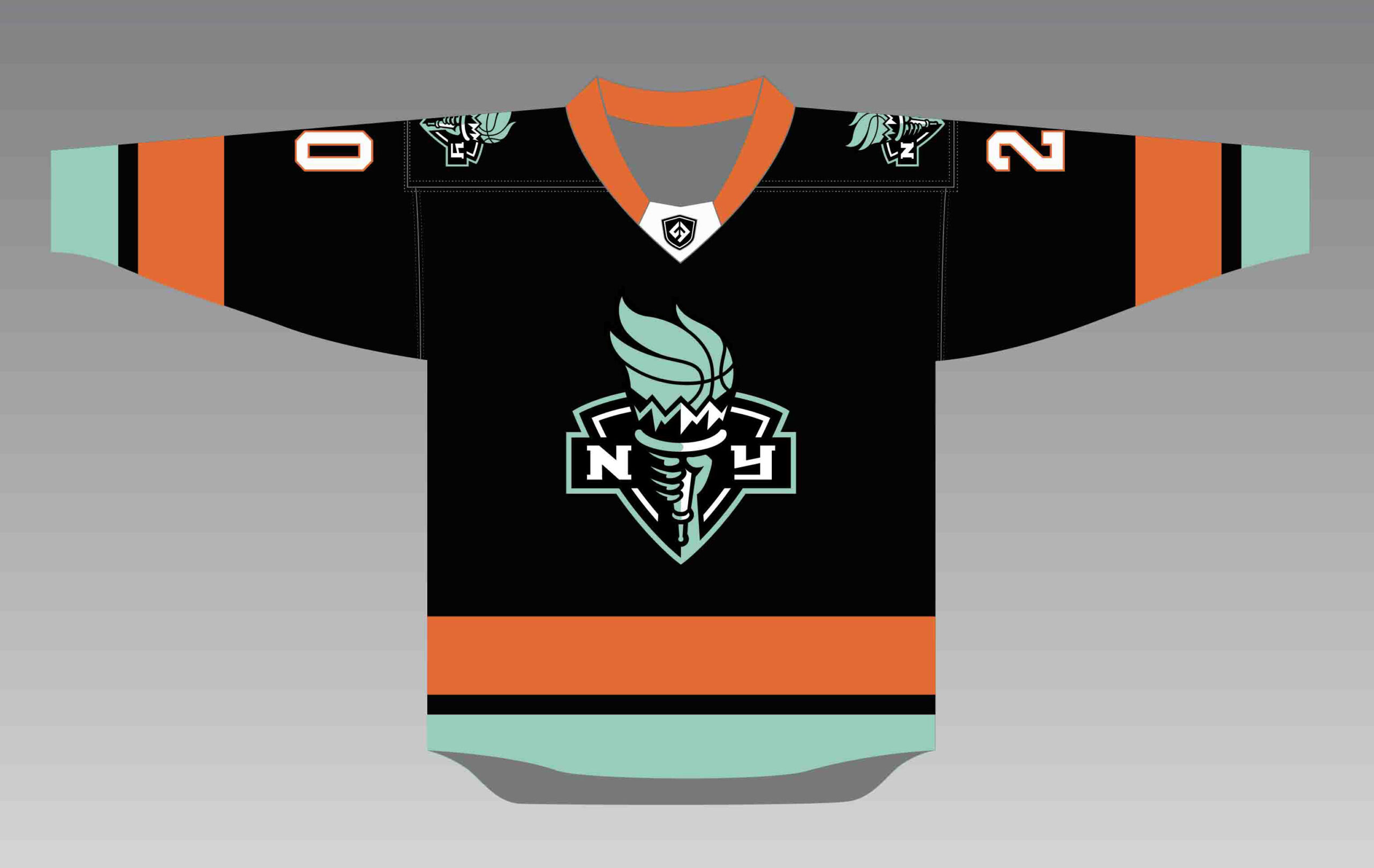 Custom NY Liberty Hockey Jersey - Black/Copper/Sea Foam