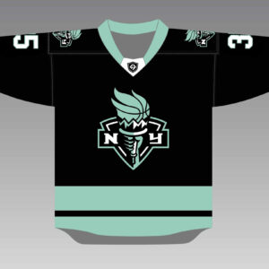 Custom NY Liberty Hockey Jersey - Black/Sea Foam